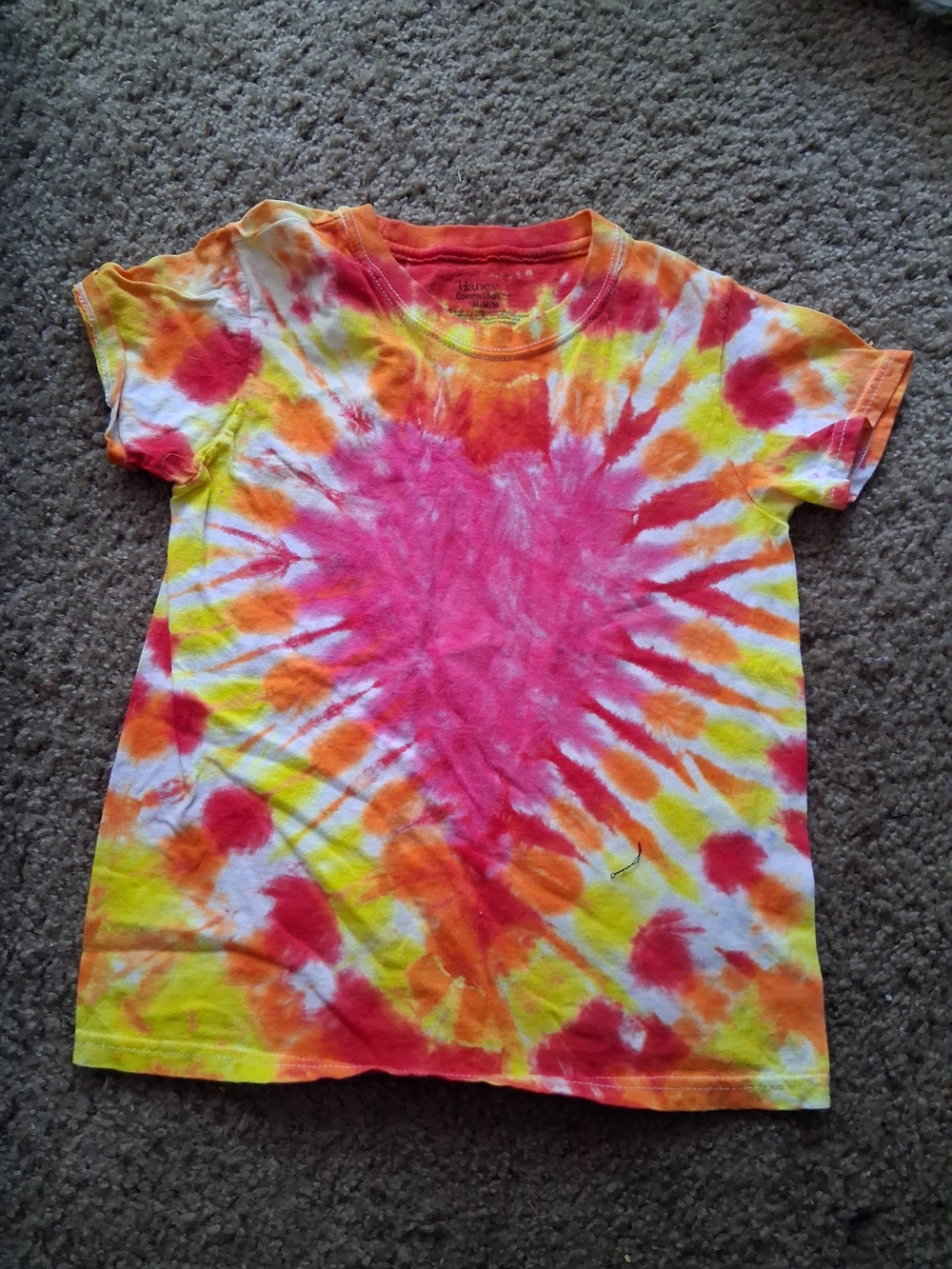Kids Tie-Dye Heart Tee - Pink, Orange & Yellow